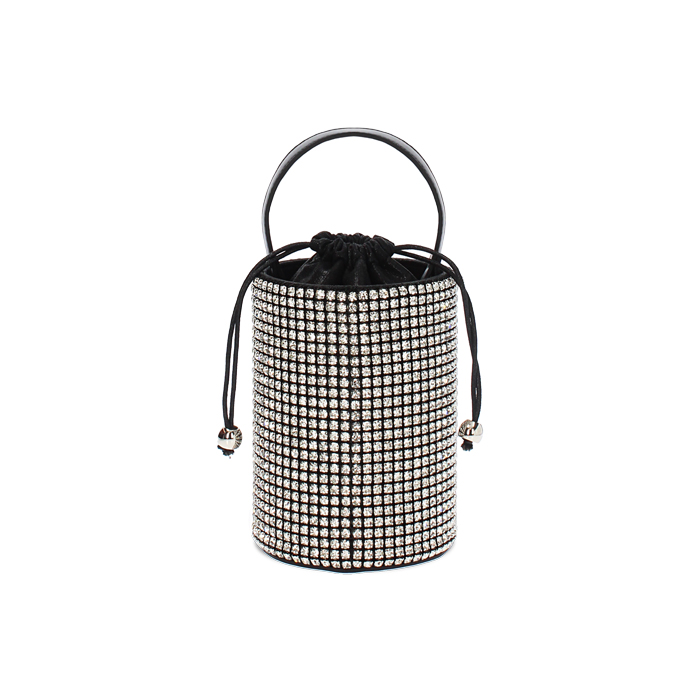 Mini bolso de mujer negro-plata con piedras