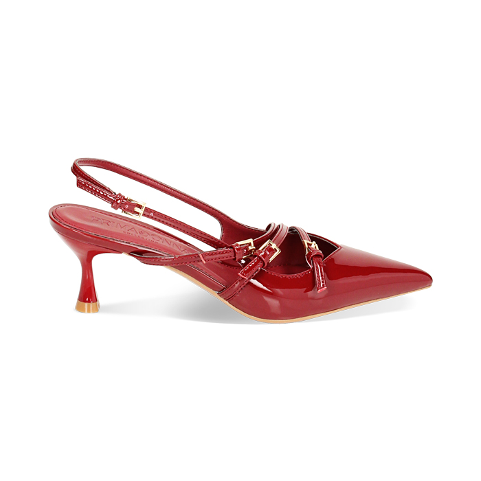 Décolleté slingback cherry in vernice, tacco 6 cm