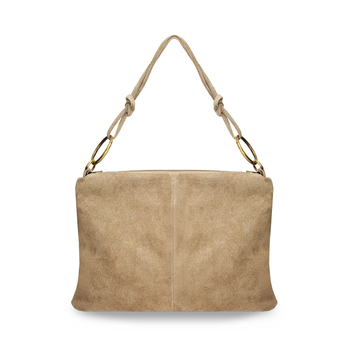 Borsa a spalla taupe in camoscio
