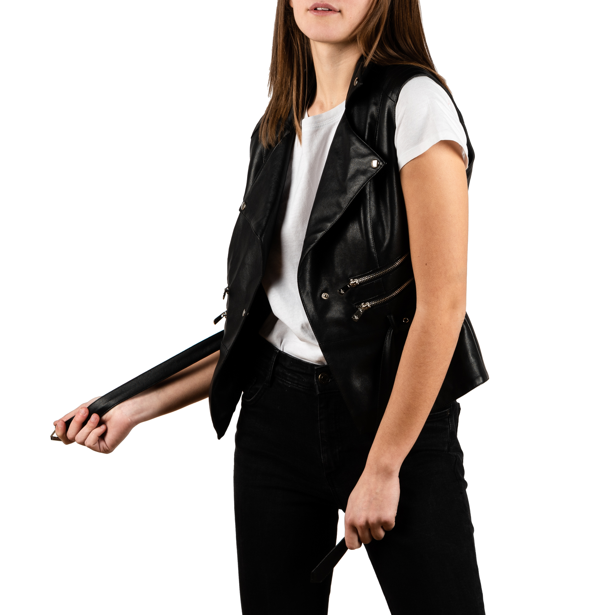 Gilet biker nero in eco-pelle | Primadonna Collection