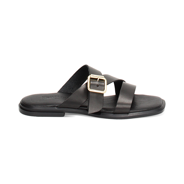 WOMEN SHOES FLAT LEATHER NERO
