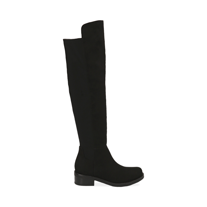 Bottes overknee noires en microfibre, talon 4,5 cm 