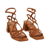 Sandalo donna cognac in microfibra, tacco largo 5,5 cm