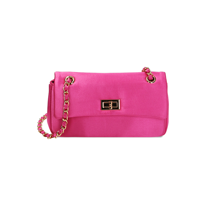 Borsa a tracolla in raso fucsia