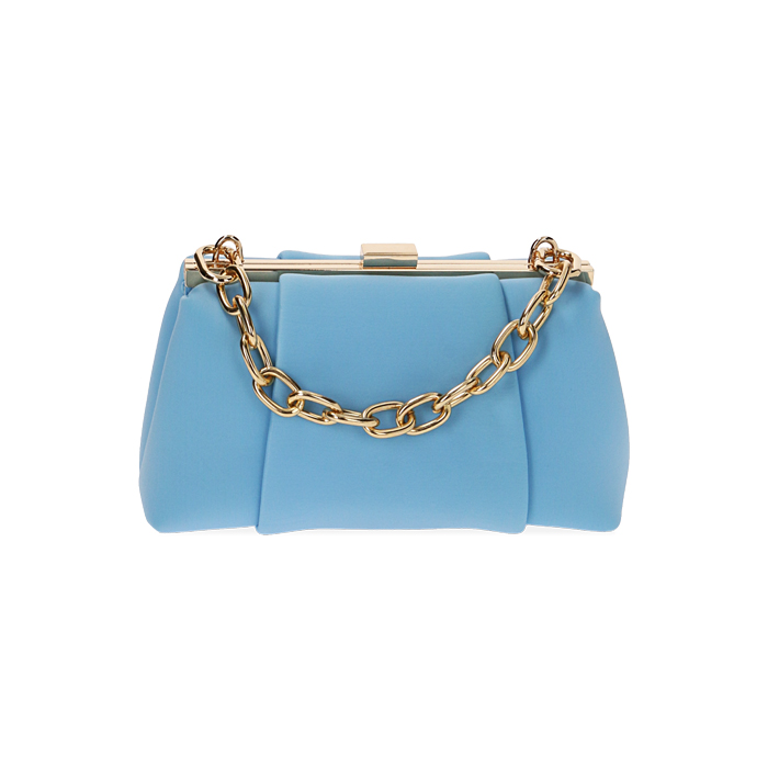 Mini bag celeste in tessuto