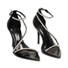 Sandales à talons noires laminées avec pierres