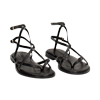 Sandalias planas mujer negras de cuero
