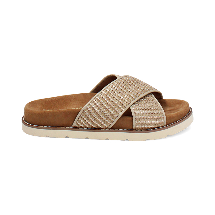 Sandali bassi donna beige in raffia