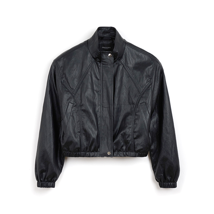 Blouson noir pour femme avec détails élégants