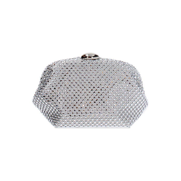 Pochette argent avec bandouli&egrave;re amovible