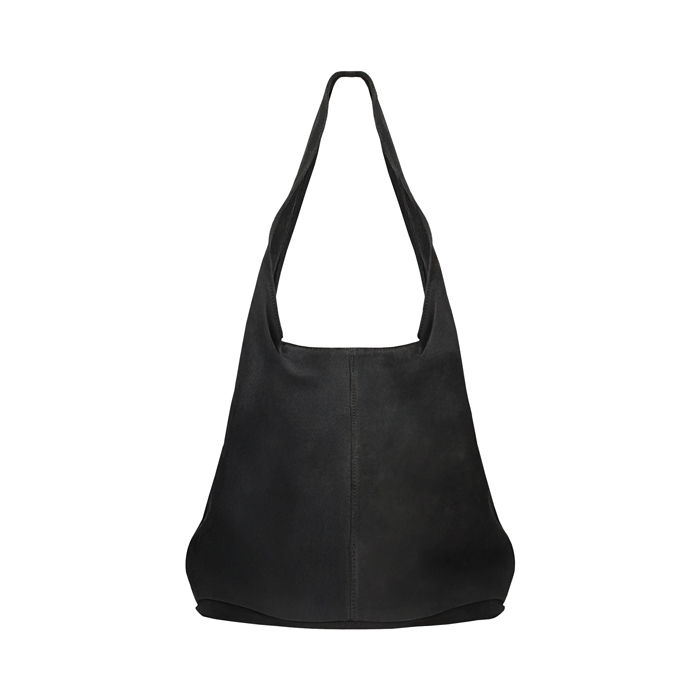 Borsa a spalla di camoscio nera