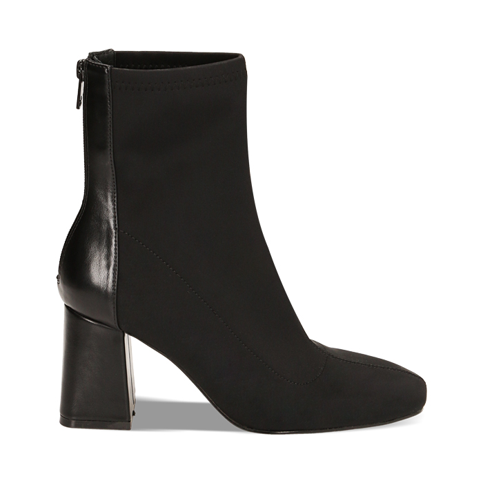 Ankle boots neri in tessuto, tacco 7,5 cm