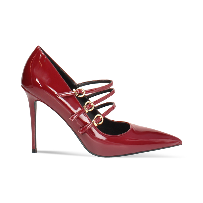 Decolleté cherry con cinturini e tacco 10 cm