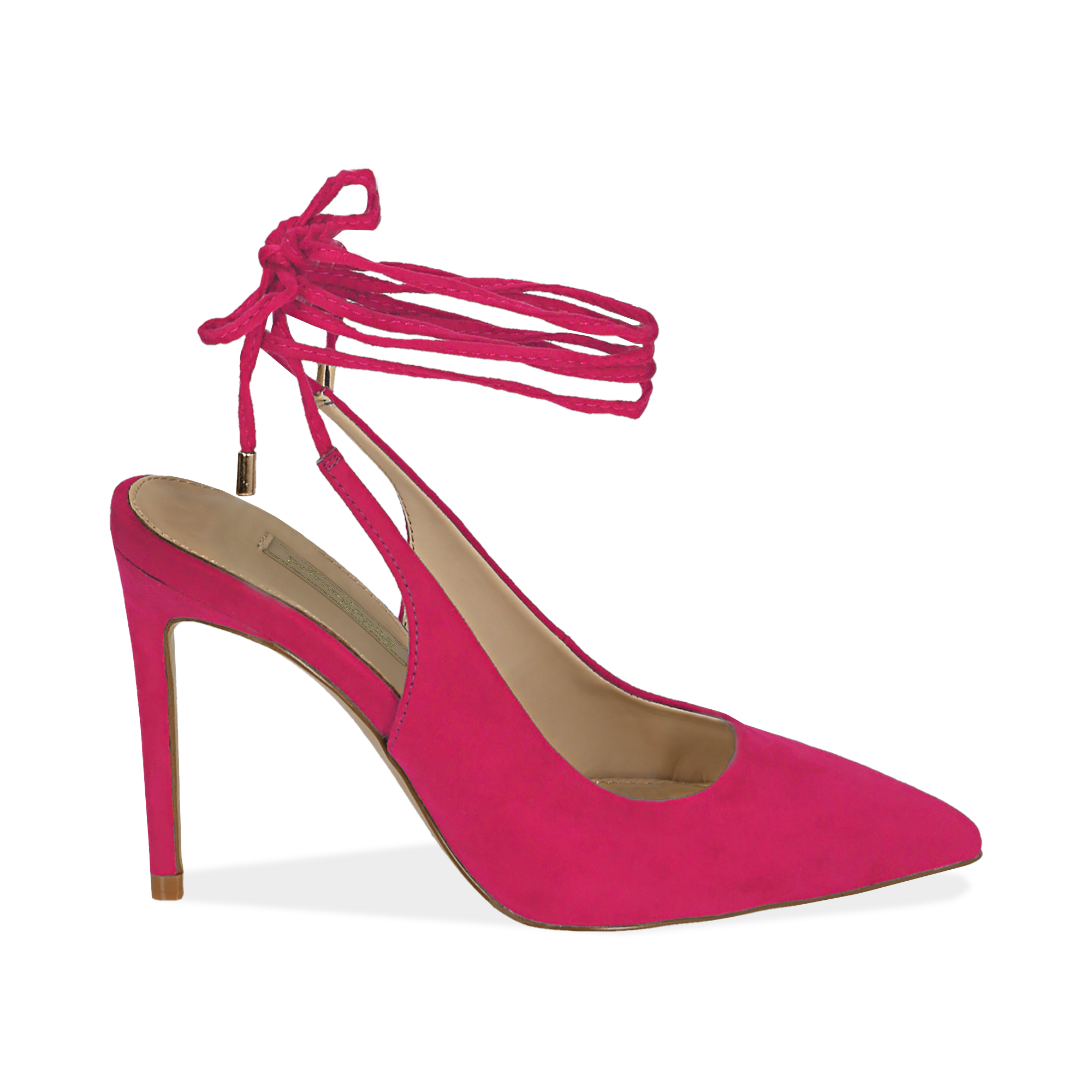 Slingback lace-up fucsia in microfibra, tacco 10 cm | Primadonna Collection