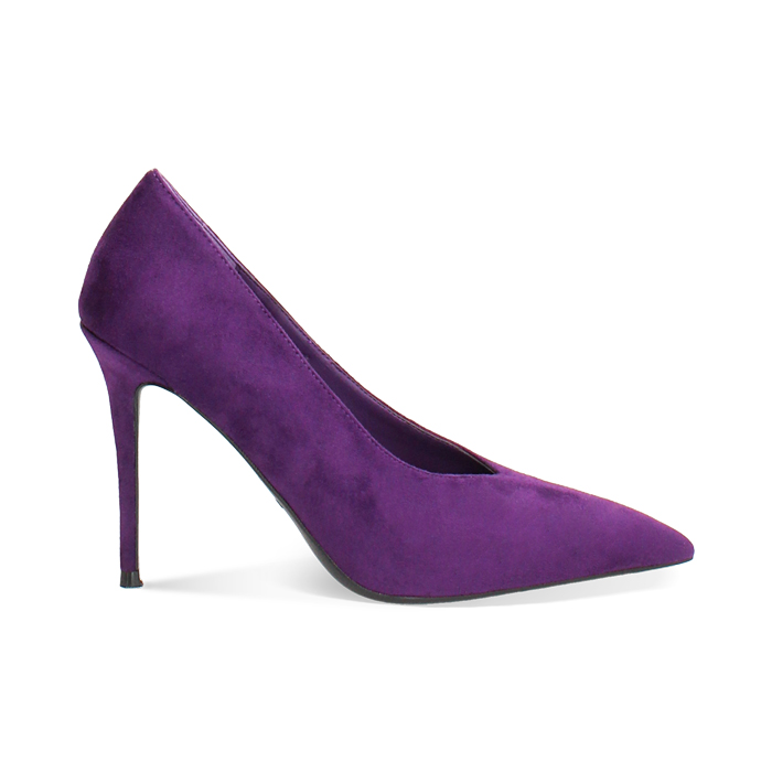 Décolleté viola in microfibra con tacco 10 cm