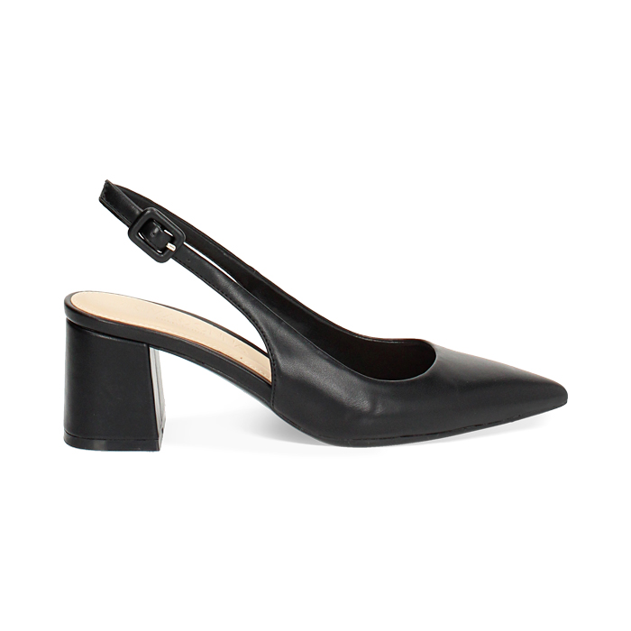 Zapatos de tacón tipo slingback negros cómodos para mujer