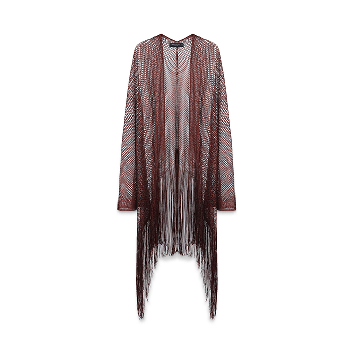 Poncho donna bronzo in tessuto laminato