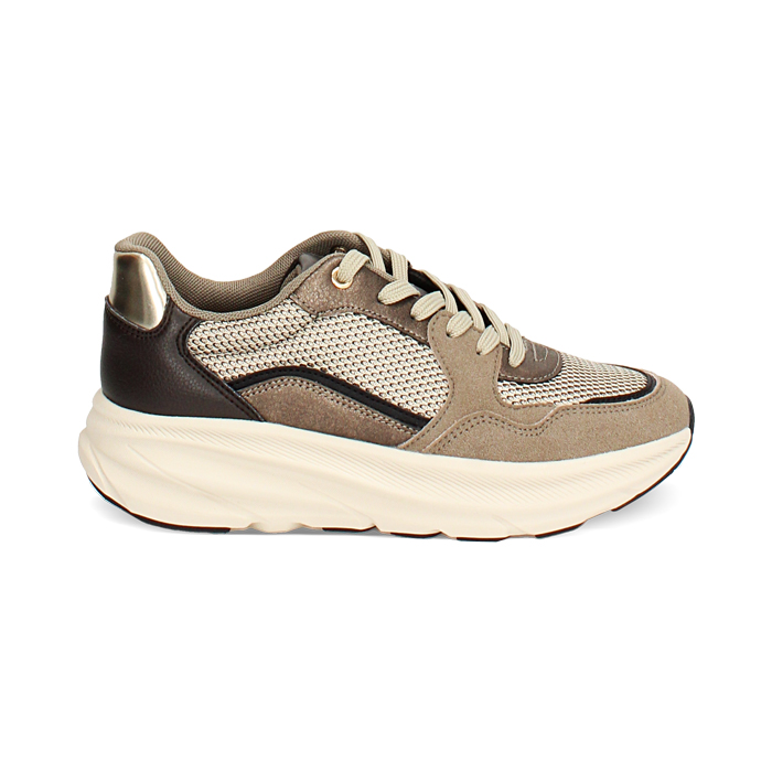 Sneakers marroni con suola in gomma alta 4 cm