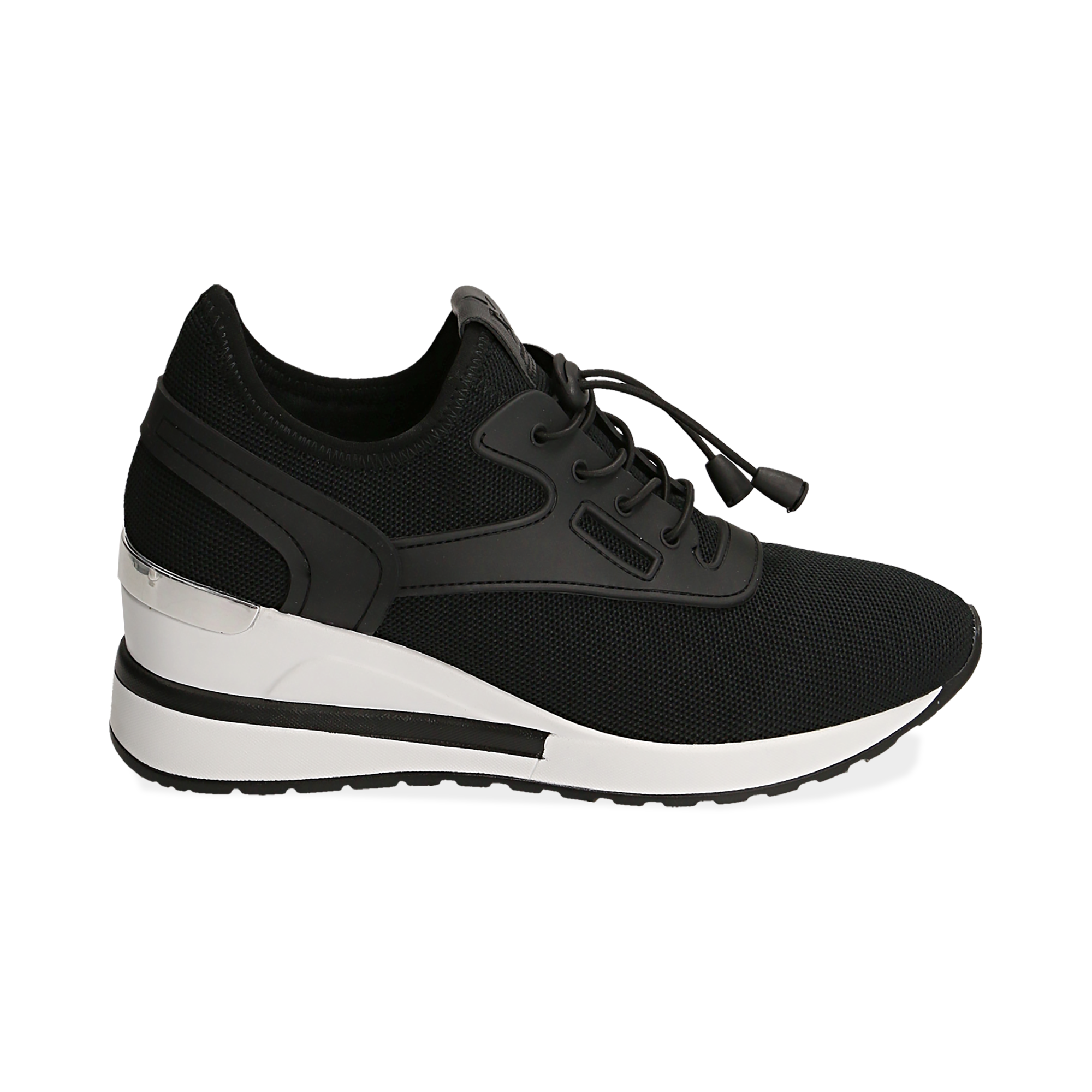 Sneakers Nere In Tessuto Con Zeppa Primadonna Collection