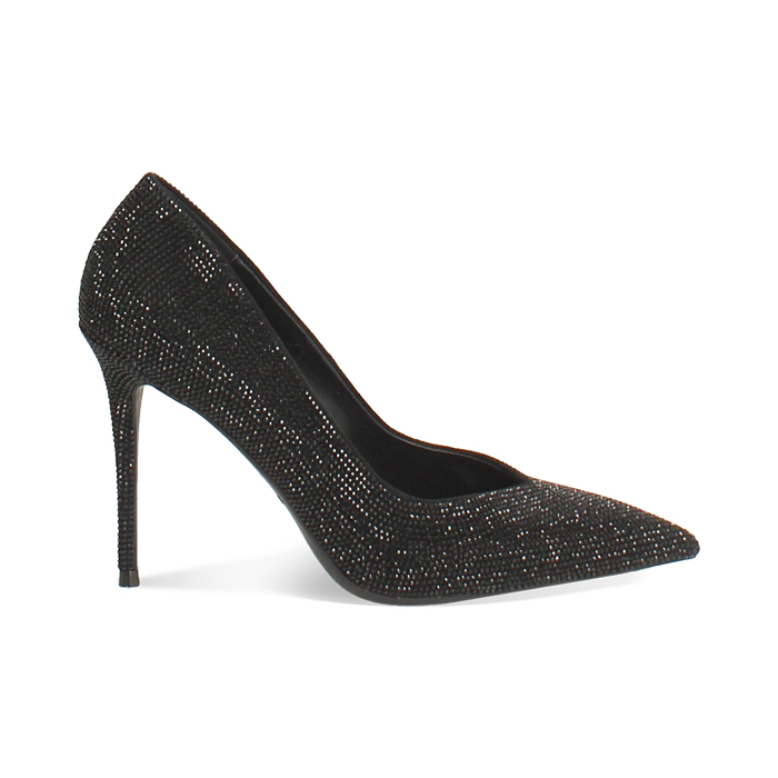 Escarpin en microfibre noire avec talon de 10 cm