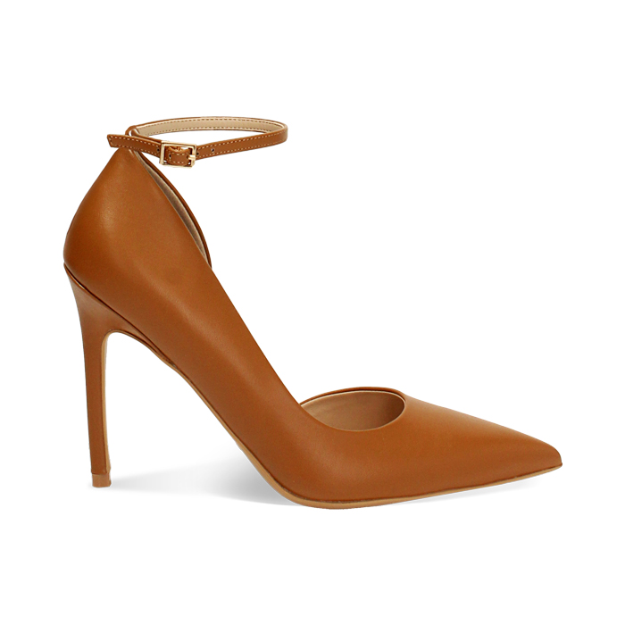 Zapatos destalonados de mujer color coñac con cordón