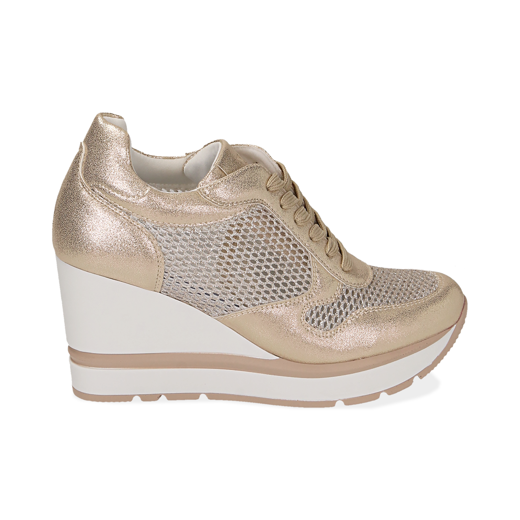 scarpe zeppa oro
