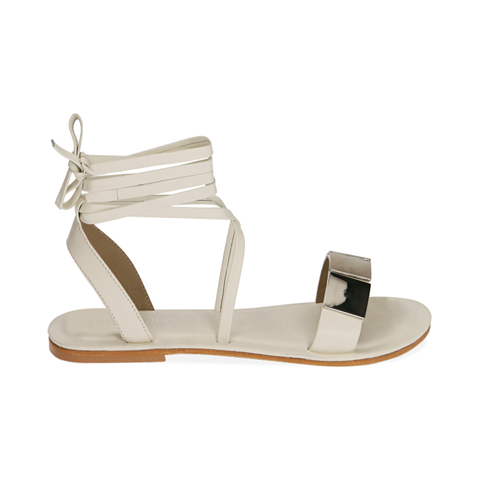 Sandali bianchi lace-up in pelle