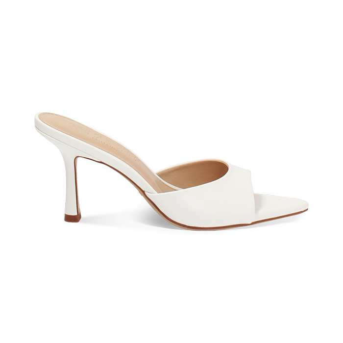 Mules open toe donna bianche, tacco 8,5 cm