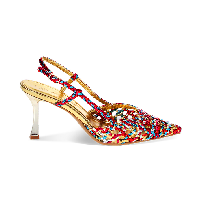 Zapatos slingback para mujer negros multicolor trenzados