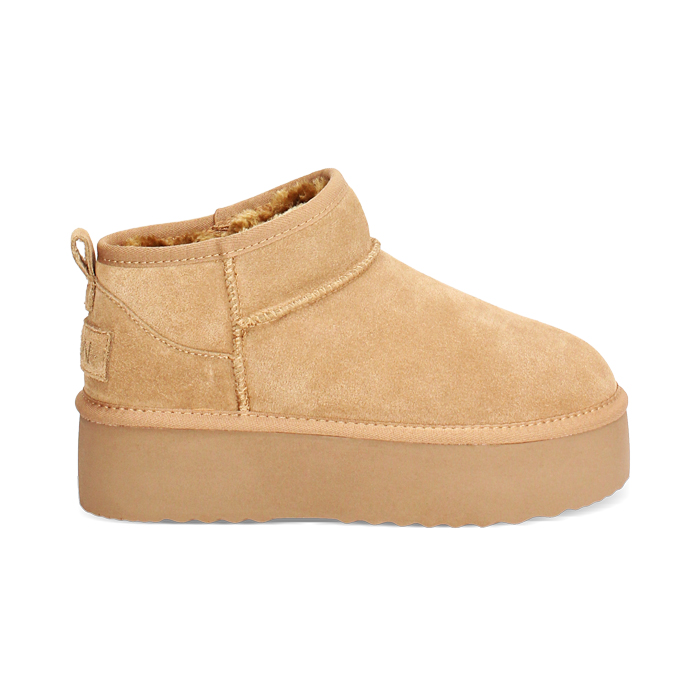 Bottines d'hiver camel en daim avec talon de 4,5 cm