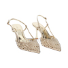 D&eacute;collet&eacute; slingback donna oro intrecciate, tacco 7,5 cm