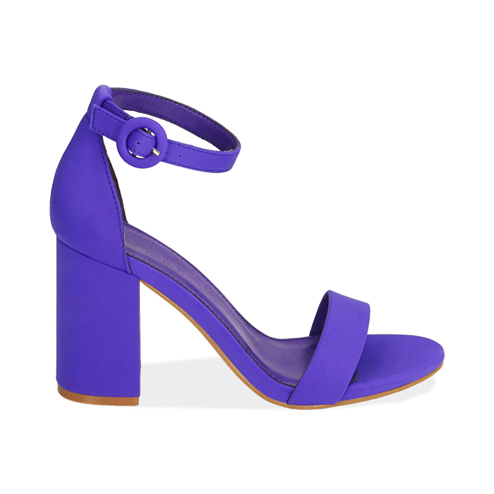 Sandales en lycra violet, talon 9 cm 