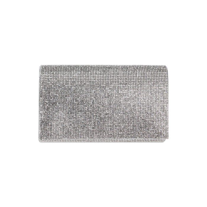 Pochette donna argento in laminato con pietre Primadonna Collection