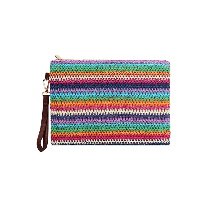Pochette donna mare multicolor in raffia