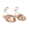 Sandali bassi donna rosa oro in laminato con pietre