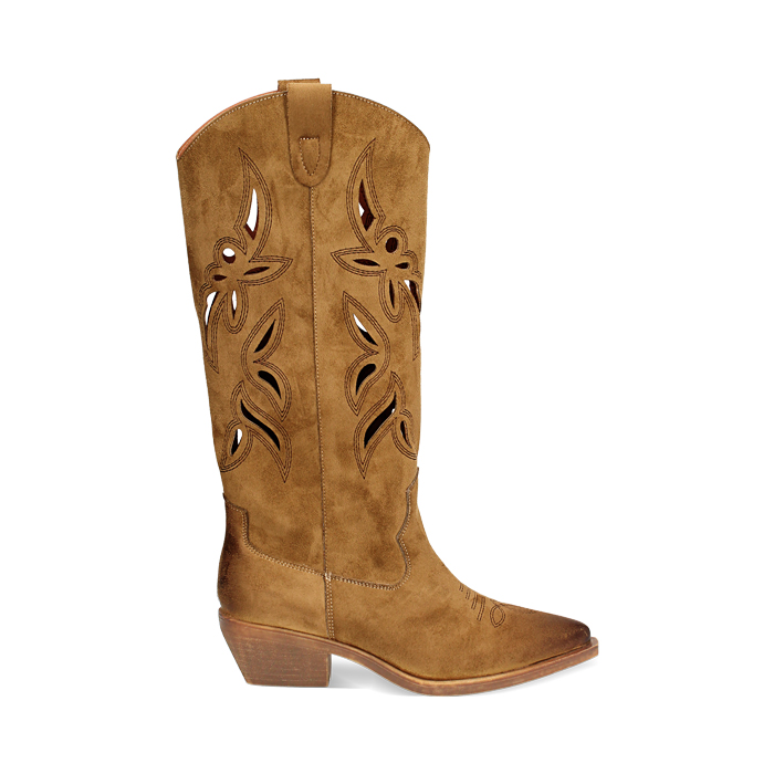 Botas de mujer color coñac en microfibra