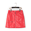 Minigonna rossa in eco-pelle con zip, effetto snake skin