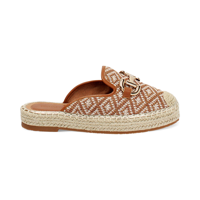 Sabots femme cognac beige en raphia