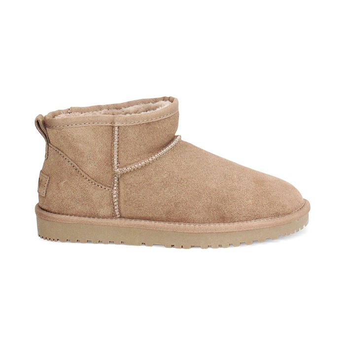 Stivaletti taupe in camoscio con pellicciotto sintetico