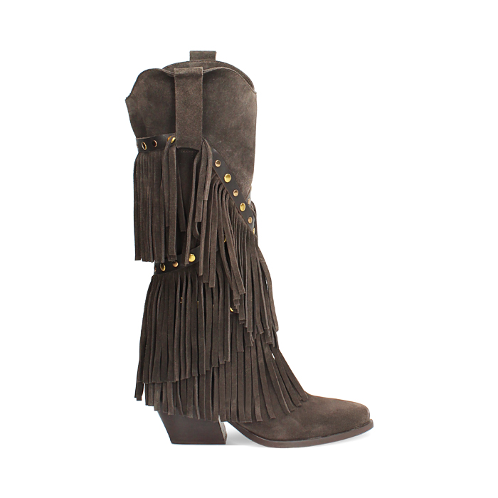 Bottes en daim brun foncé avec talon de 5 cm