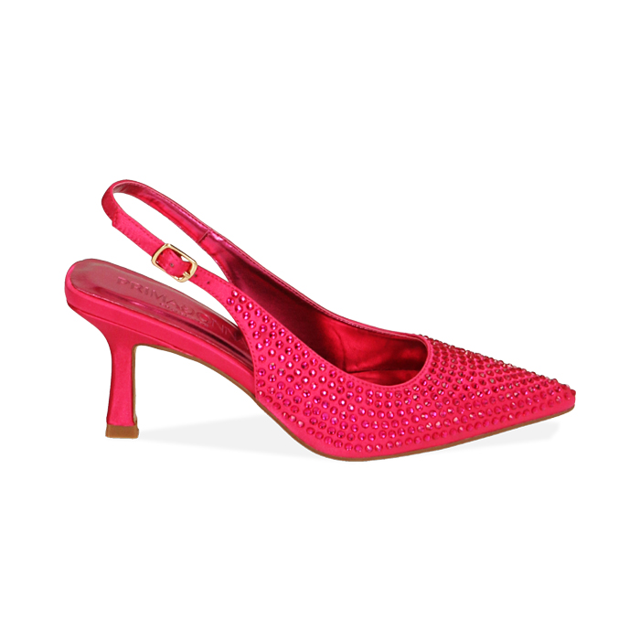 Décolleté slingback fucsia, tacco 7,5 cm 