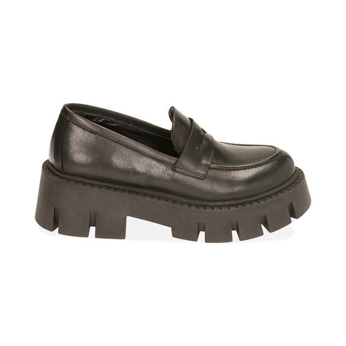 Mocassini chunky in pelle, suola 5,5 cm