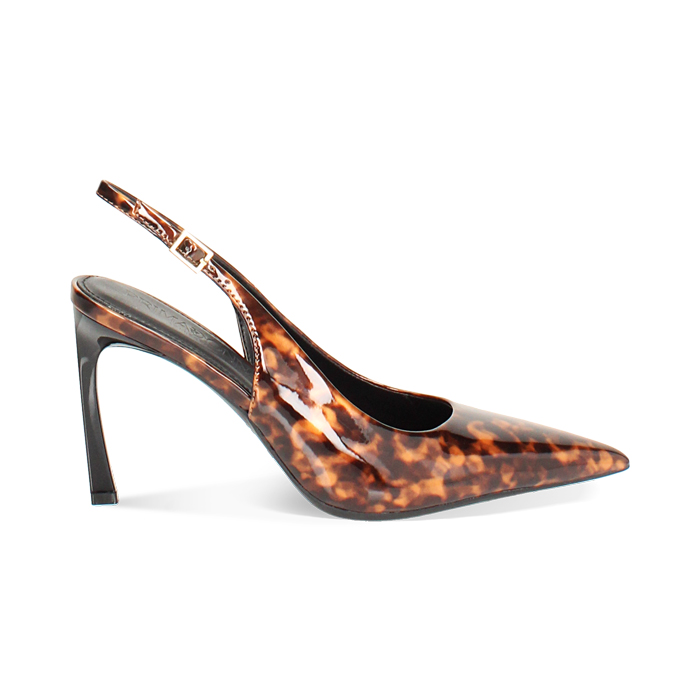 Escarpin à bride arrière léopard avec talon de 9 cm
