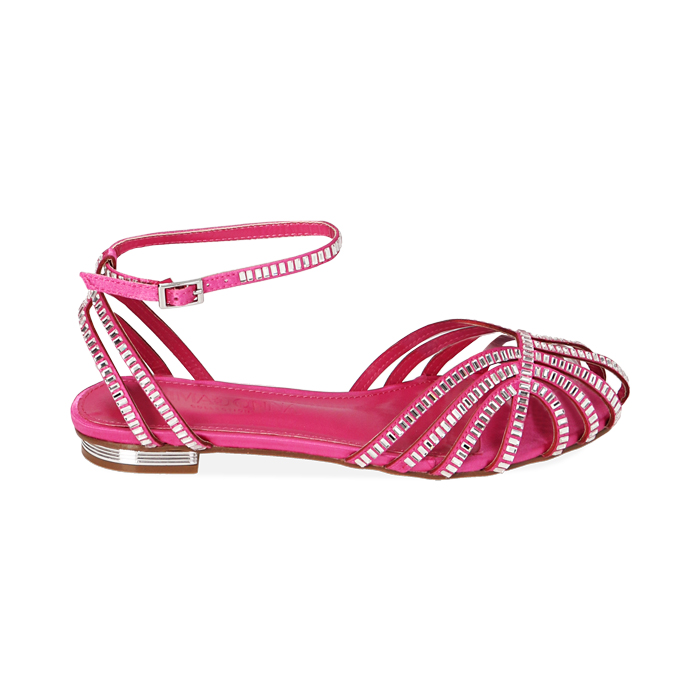 Ballerine fucsia in raso con strass