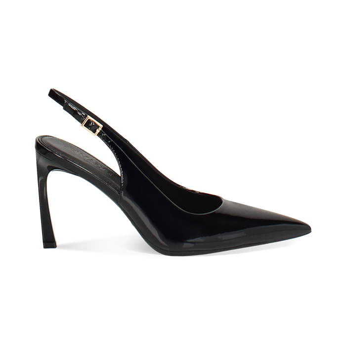 Escarpin à bride arrière noir avec talon de 9 cm