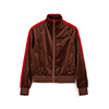 Felpa in velluto rosso-marrone con cerniera