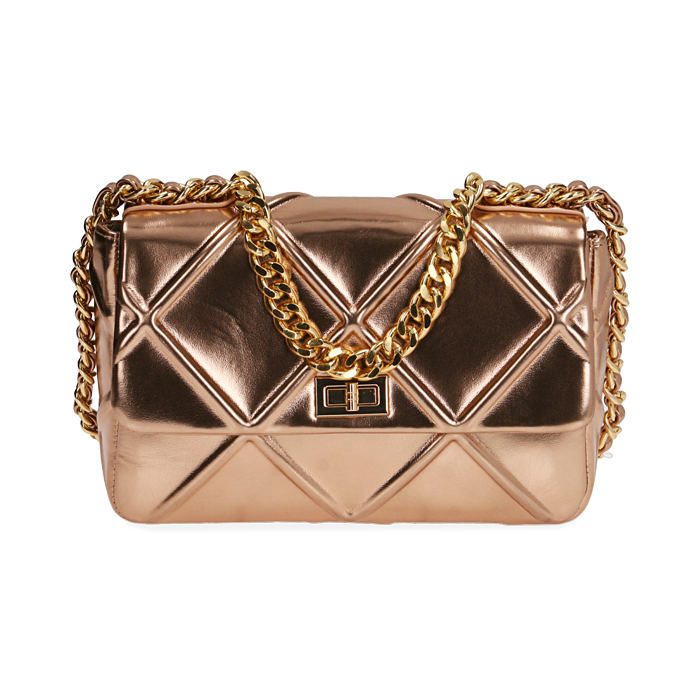 Borsa donna matelassé oro rosa laminato | Primadonna Collection