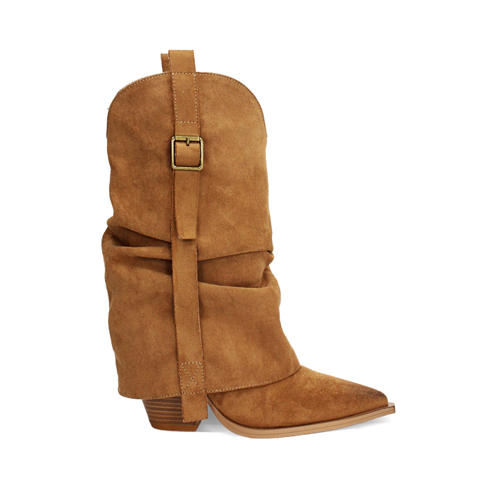 Botas texanas camel tac&oacute;n 9 cm