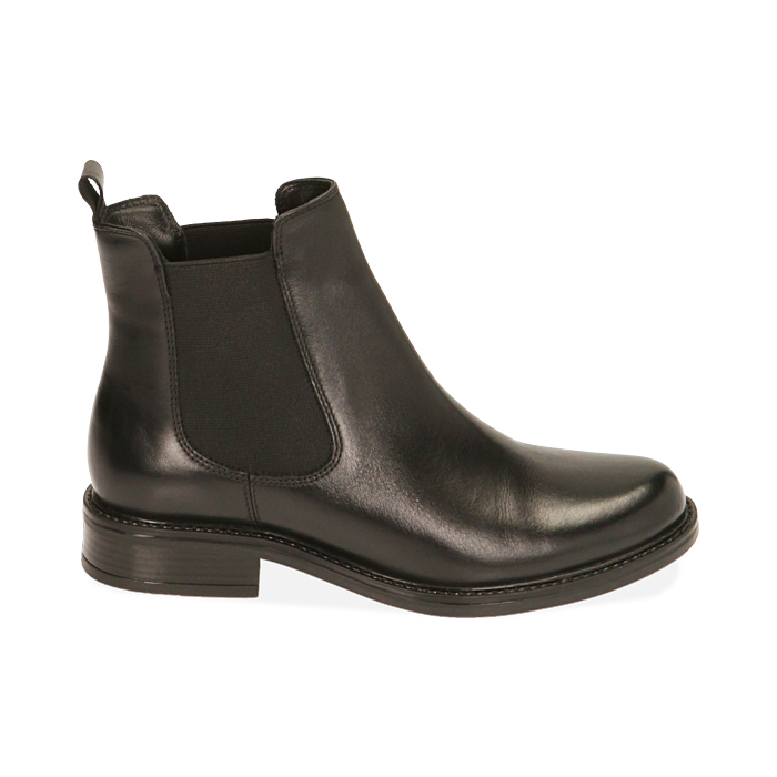 Chelsea boots neri in pelle, tacco 3,5 cm 