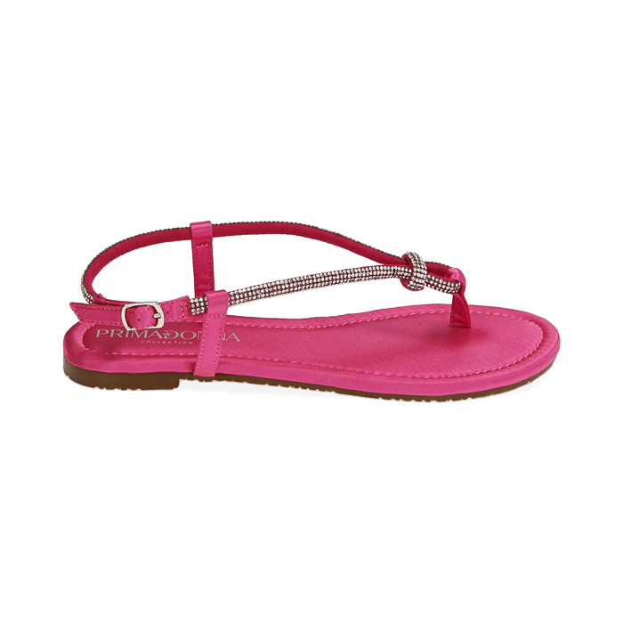 Sandali infradito fucsia in raso